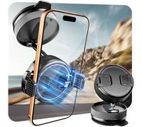 MiiKARE For Magsafe Car Phone Holder with Clamp Grip Vacuum Magnetic Phone Holder for Car/Gym/Mirror,[120+LBS Suction&3000gf Magnetic] Suction Car Mount for Dashboard,Windscreen,Screen&Centre Console