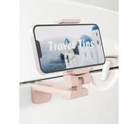MiiKARE Portable Airplane Phone Holder-360° Rotation Phone Holder for Plane,Hands-Free Travel Essentials for Flying,Foldable Pocket-size Phone Stand Holiday Essentials Compatible iPhone&Android-Pink
