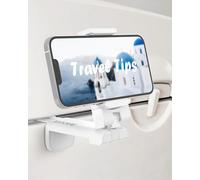 MiiKARE Portable Airplane Phone Holder-360° Rotation Phone Holder for Plane,Hands-Free Travel Essentials for Flying,Foldable Pocket-size Phone Stand Holiday Essentials Compatible iPhone&Android-White