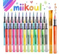 miikoul 24 Colors Glitter Brush Markers Pen, Fine Tip for Both Precision Detailing and Broad Coverage Sparkly Pait Pen for Drawing Birthday Greeting Cards Crafts Scrapbooking Diy Projects on Paper