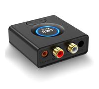 MiiLink Bluetooth 5.0 Receiver, Low Latency Bluetooth Audio Adapter for Stereo System with 3.5 mm RCA, Bass Mode, 12 Hours Playtime
