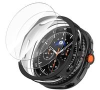 Miimall 2+1 Pack Screen Protector + Case for Samsung Galaxy Watch 8 Classic, Soft TPU Bumper Cover with Quick-Fit Tempered Glass*2, Protective Case for Samsung Watch 8 Classic 46mm-Black