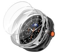 Miimall 2+1 Pack Screen Protector + Case for Samsung Galaxy Watch 8 Classic, Soft TPU Bumper Cover with Quick-Fit Tempered Glass*2, Protective Case for Samsung Watch 8 Classic 46mm-Silver