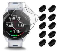 Miimall [2+10 Pack] Compatible with Garmin Forerunner 265 46mm Screen Protector & Silicone Anti-dust Plugs, Soft TPU HD Screen Protector Anti-Scratch Bubble Free Protective Fim for Forerunner 265