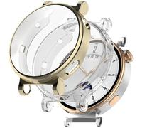 Miimall 2-Pack Case Compatible with Huawei Watch GT 4, Soft TPU Bumper Cover with Screen Protector, Anti-Scratch Shockproof Full Protective Case for Huawei Watch GT4 41mm-Clear+Gold