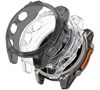 Miimall 2-Pack Clear Case for Garmin Fenix 8, Soft TPU Bumper Cover for Fenix 8, Anti-Scratch Shockproof Protective Case for Garmin Watch Fenix 8 43mm AMOLED (Not for Fenix 8 SOLAR)-Clear+Black