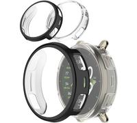 Miimall [2 Pack] Ultra Slim TPU Case for Amazfit Active 3 Premium Case with HD Clear Screen Protector, Shock-Proof Scratch-Resistance Plated Bumper Cover for Amazfit Active 3 Premium,Clear+Black