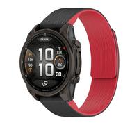 Miimall 22mm Magnetic Strap for Garmin Fenix 8/Fenix 7/E 47mm, Quatix 8 7/Tactix 8 47mm, Quick Fit Loop Sport Strap, Soft Silicone Band for Garmin Epix Gen 2/Forerunner 970/Approach S62-Black Red