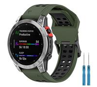 Miimall 22mm Silicone Strap for Garmin Fenix 7, Fenix 6/6 Pro/Fenix 5/5 Plus, Replacement Sports Strap for Instinct 2/Approach S62/S60/Quatix 6/5, Forerunner 935/945 Watch Band -Army Green+Black