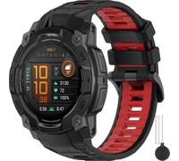 Miimall 22mm Strap Compatible with Garmin Instinct 3 45mm AMOLED/45mm Solar/Solar Tactical Edition, Breathable Soft Silicone Band, Adjustable Replacement Strap for Garmin Instinct 3-Black Red