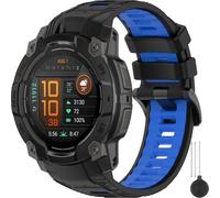 Miimall 22mm Strap Compatible with Garmin Instinct 3 45mm AMOLED/45mm Solar/Solar Tactical Edition, Breathable Soft Silicone Band, Adjustable Replacement Strap for Garmin Instinct 3-Black Blue