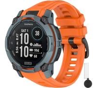 Miimall 22mm Strap Compatible with Garmin Instinct 3 45mm AMOLED/Solar/Solar Tactical Edition, Breathable Soft Silicone Band, Adjustable Replacement Strap for Garmin Watch Instinct 3 45mm-Orange