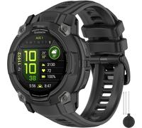 Miimall 22mm Strap Compatible with Garmin Instinct 3 45mm AMOLED/Solar/Solar Tactical Edition, Breathable Soft Silicone Band, Adjustable Replacement Strap for Garmin Watch Instinct 3 45mm-Black