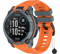 Miimall 22mm Strap Compatible with Garmin Instinct 3 45mm AMOLED/Solar/Solar Tactical Edition, Breathable Soft Silicone Band, Adjustable Replacement Strap for Garmin Watch Instinct 3 45mm-Orange Blue