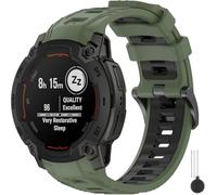 Miimall 22mm Strap Compatible with Garmin Instinct E 45mm, Breathable Lightweight Waterproof Soft Silicone Band, Adjustable Replacement Strap for Garmin Instinct E 45mm-Green Black