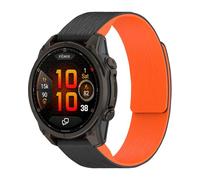 Miimall 26mm Magnetic Strap for Garmin Fenix 8 51mm, Fenix 7X Pro/7X/6X/6X Pro/5X/5X Plus, Quick Fit Loop Sport Strap, Soft Silicone Band for Epix Pro 51mm, Instinct 3 50mm/Instinct 2X-Black Orange