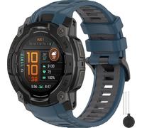 Miimall 26mm Silicone Strap Compatible with Garmin Instinct 3 50mm SOLAR/AMOLED, Breathable Lightweight Waterproof Band, Adjustable Replacement Strap for Garmin Instinct 3 50mm-Blue Grey