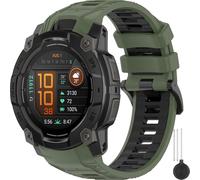 Miimall 26mm Silicone Strap Compatible with Garmin Instinct 3 50mm SOLAR/AMOLED, Breathable Lightweight Waterproof Band, Adjustable Replacement Strap for Garmin Instinct 3 50mm-Green Black