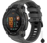 Miimall 26mm Silicone Strap Compatible with Garmin Instinct 3 50mm SOLAR/AMOLED, Breathable Lightweight Waterproof Band, Adjustable Replacement Strap for Garmin Instinct 3 50mm-Coal Black