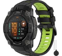 Miimall 26mm Silicone Strap Compatible with Garmin Instinct 3 50mm SOLAR/AMOLED, Breathable Lightweight Waterproof Band, Adjustable Replacement Strap for Garmin Instinct 3 50mm-Black Green