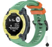 Miimall 26mm Strap Compatible with Garmin Instinct 3 50mm AMOLED/Solar/Tactical Edition, Breathable Soft Silicone Band, Adjustable Replacement Strap for Garmin Watch Instinct 3 50mm-Green Orange