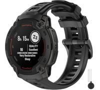 Miimall 26mm Strap Compatible with Garmin Instinct 3 50mm AMOLED/Solar/Tactical Edition, Breathable Soft Silicone Band, Adjustable Replacement Strap for Garmin Watch Instinct 3 50mm-Black