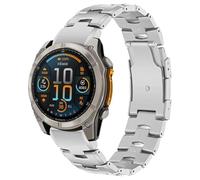 Miimall 26mm Titanium Strap for Garmin Fenix 8 51mm/Instinct 2X, Fenix 7X/Fenix 6X/Fenix 5X/Fenix 3 Metal Band, Quick Release Replacement Strap for Garmin epix Pro 51mm/Enduro 3/Quaitx 3-Silver