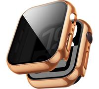 Miimall 2Pack Case for Apple Watch Series 11/10, Privacy Screen Protector Tempered Glass PC Cover, Anti-scratch Anti-spy Anti-peep Full Protective Case for iWatch Series 10/11 46mm-Rose Gold