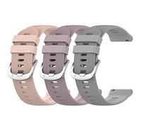Miimall 3-Pack Silicone Strap for Garmin Vivoactive 6/5/3, 20mm Forerunner 570 42mm/165/55/245/645 Sport Strap, Vivomove Trend Luxe/Venu Sq 2 Plus/Approach S12/S50/S42/S44 Cross-textured Band-PPG