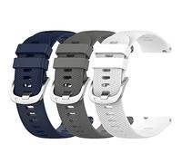 Miimall 3-Pack Silicone Strap for Garmin Vivoactive 6/5/3, 20mm Forerunner 570 42mm/165/55/245/645 Sport Strap, Vivomove Trend Luxe/Venu Sq 2 Plus/Approach S12/S50/S42/S44 Cross-textured Band-BGW