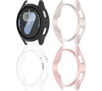 Miimall 4-Pack Case for Samsung Galaxy Watch 7, Hard PC Cover for Women Men, Anti-Scratch Shockproof Bumper Case for Samsung Watch 7 40MM Case Accessories-Clear+Black+Starlight+Original Pink