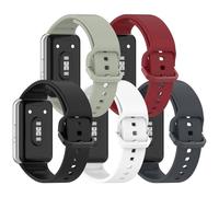 Miimall 5-Pack Strap for Samsung Galaxy Fit 3, Soft Silicone Replacement Band for Men Women, Breathable Adjustable Sport Wristband for Galaxy Fit 3 SM-R390-Black/White/Grey/Green/Red