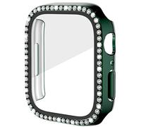 Miimall Bling Case Compatible for Apple Watch SE Series 6/5/4 44mm, PC Case with Tempered Glass Screen Protector&Crystal Diamonds, Ultra-Thin Full Protective Woman Cover for iWatch 44mm-Green