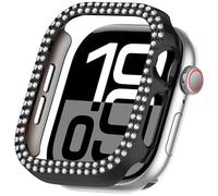 Miimall Bling Case for Apple Watch Series 10/11, Hard PC Frame Case, Double Row Crystal Glitter Diamonds Bumper Cover for Women Girls, Sparkling Protective Cover for iWatch Series 11 42mm-Black