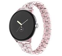 Miimall Bling Strap for Google Pixel Watch 2/Pixel Watch Band, Stylish Rhinestone Adjustable Metal Wristband for Women Girl, Crystal Diamonds Replacement Band for Pixel Watch 2/1-Pink