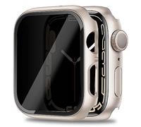 Miimall Case Compatible with Apple Watch SE Series 6/5/4 40mm 44mm Privacy Tempered Glass Screen Protector, Anti-Spy Hard PC Shockproof All-Around Bumper Case Protective Cover for iWatch SE-Silver