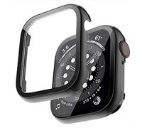 Miimall Case Compatible with Apple Watch SE Series 6/5/4 44mm Screen Protector, Smooth Metal Frame Protective Case with HD Tempered Glass Film All-Round Protective Cover for iWatch 44mm, Black