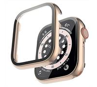 Miimall Case Compatible with Apple Watch SE Series 6/5/4 44mm Screen Protector, Smooth Metal Frame Protective Case with HD Tempered Glass Film All-Round Protective Cover for iWatch 44mm, Rosegold