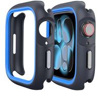 Miimall Case Compatible with Apple Watch Series 11/Series 10, PC+TPU Bumper Cover, Two-tone Protective Cases for iWatch 11 42mm (No Screen Protector)-42mm Black Blue