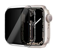 Miimall Case Compatible with Apple Watch Series 9/8/7 41mm 45mm Privacy Tempered Glass Screen Protector, Anti-Spy Shockproof Hard PCAll-Around Bumper Case Protective Cover for iWatch Series 9-Clear