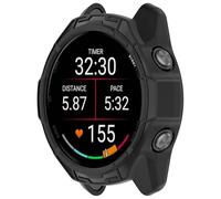 Miimall Case + Dust Cap Compatible with Garmin Forerunner 570, Anti-Scratch Shockproof Armour Cover + Charger Port Protector Anti-Dust Plug for Forerunner 570 42mm [No Screen Film]-Black 1+10 Pack