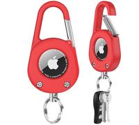 Miimall Case for Apple Airtag [IPX8-Rated Waterproof], Hard PC Air Tag Cover with Keychain, Anti-Drop Anti-Scratch Anti-loss Keyring Airtags Holder for Keys, Bags, Luggage, Pet Collar-Red