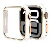 Miimall Case for Apple Watch Series 10 42mm/46mm, Hard PC Colour Blocking Case for iWatch 10, Apple Watch 10 Cover, Protective Case for iWatch Series 10 46mm-White+Rose Gold