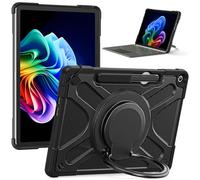 Miimall Case for Microsoft Surface Pro 12 inch 2025, [360°Rotating Stand & Handle] [Shoulder Strap] [Pen Slot] [Compatible with Keyboard], Silicone Shookproof Cover for Surface Pro 12-Black