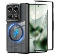 Miimall Case for Motorola Razr Fold/ Razr70 Fold Case with Hinge Protection, [Compatible with MagSafe] [Built-in Screen Protector] Clear PC Thin Shockproof Magnetic Full Body Protective Cover-Black
