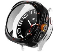 Miimall Case for Samsung Galaxy Watch 6, [Transform to Watch Ultra Appearance] Hard PC Cover with Scale + HD Tempered Glass Screen Protector, Full Protection Case for Samsung Watch 6 44MM-Black