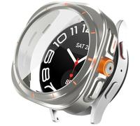 Miimall Case for Samsung Galaxy Watch 6, [Transform to Watch Ultra Appearance] Hard PC Cover with Scale + HD Tempered Glass Screen Protector, Full Protection Case for Samsung Watch 6 40MM-Starlight