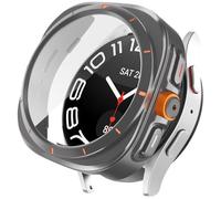 Miimall Case for Samsung Galaxy Watch 6, [Transform to Watch Ultra Look] Hard PC Cover with Scale + HD Tempered Glass Screen Protector, Full Protection Case for Samsung Watch 6 44MM-Titanium Grey