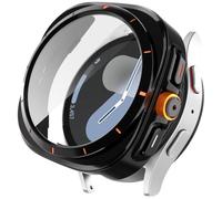 Miimall Case for Samsung Galaxy Watch 7, [Transform to Watch Ultra Look] Hard PC Cover with Scale + HD Tempered Glass Screen Protector, Full Protection Case for Galaxy Watch 7 44MM-Black