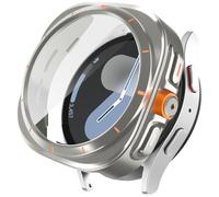 Miimall Case for Samsung Galaxy Watch 7, [Transform to Watch Ultra Look] Hard PC Cover with Scale + HD Tempered Glass Screen Protector, Full Protection Case for Galaxy Watch 7 44MM-Starlight